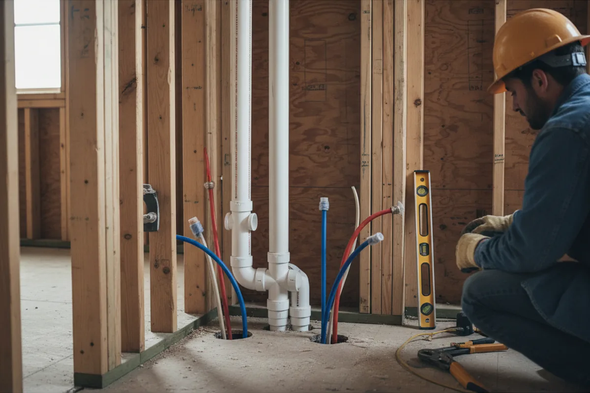Drain and supply rough-in during Garbage Disposal Repair in Van Dyne
